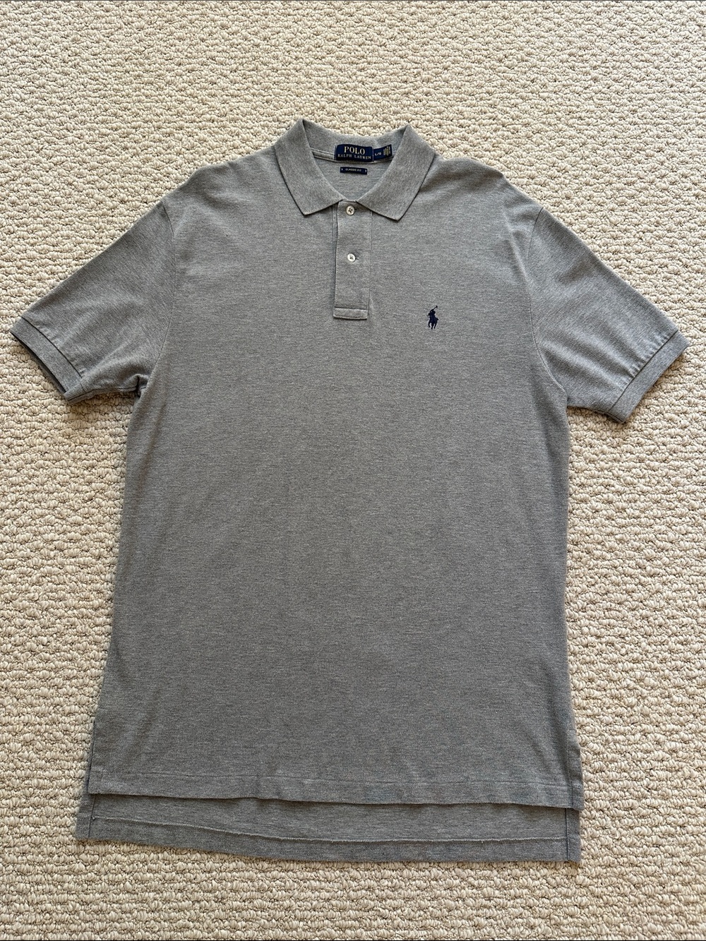 Polo by Ralph Lauren Gray Pique Polo with Navy Pony